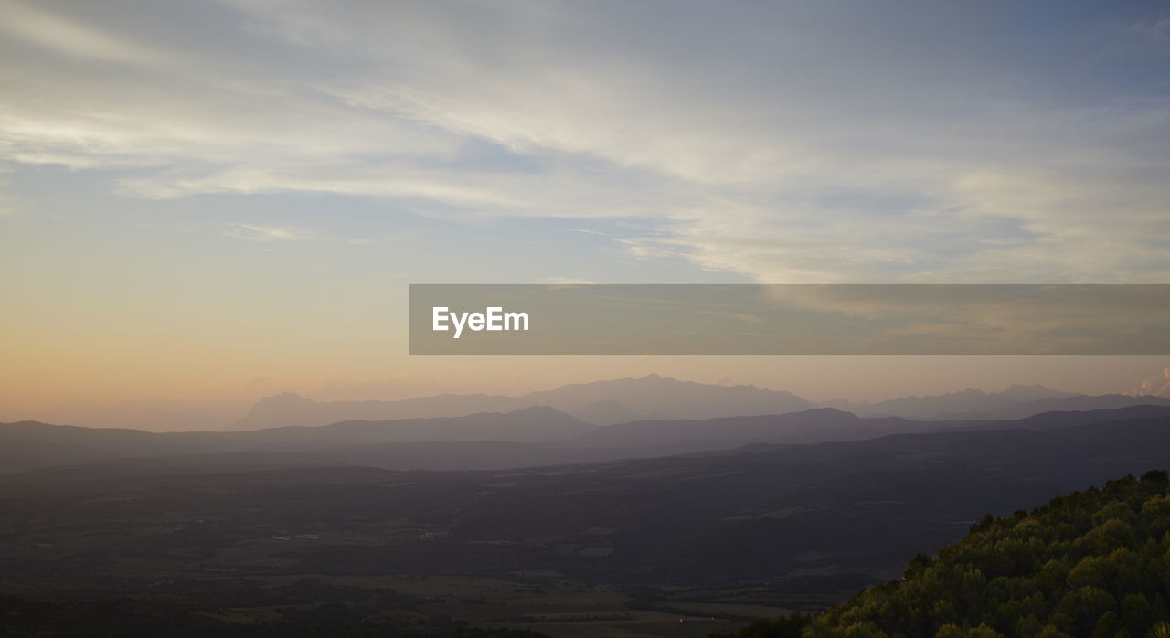 Scenic view of mountains against sky