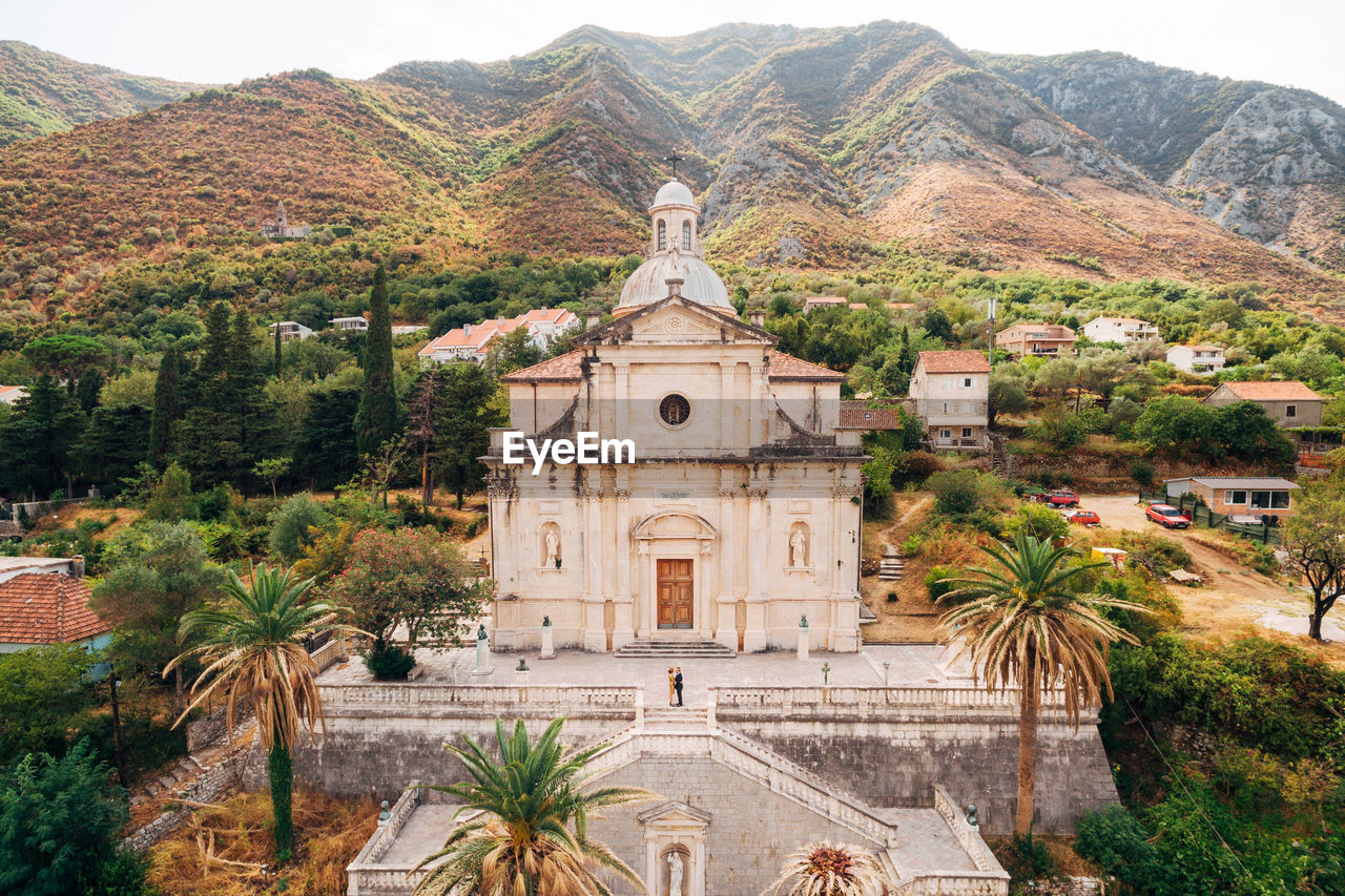 high angle view of church