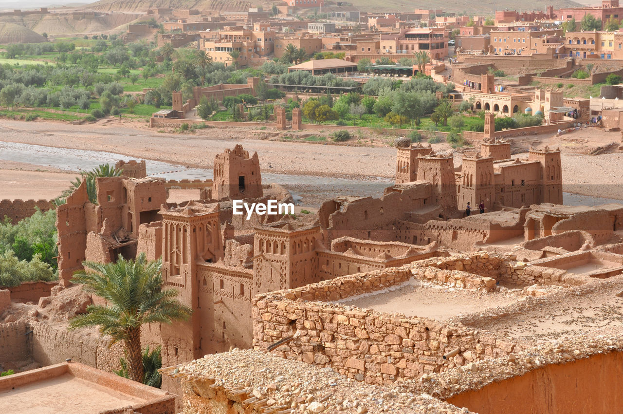 High angle view of old ruins of morrocan air ben haddou