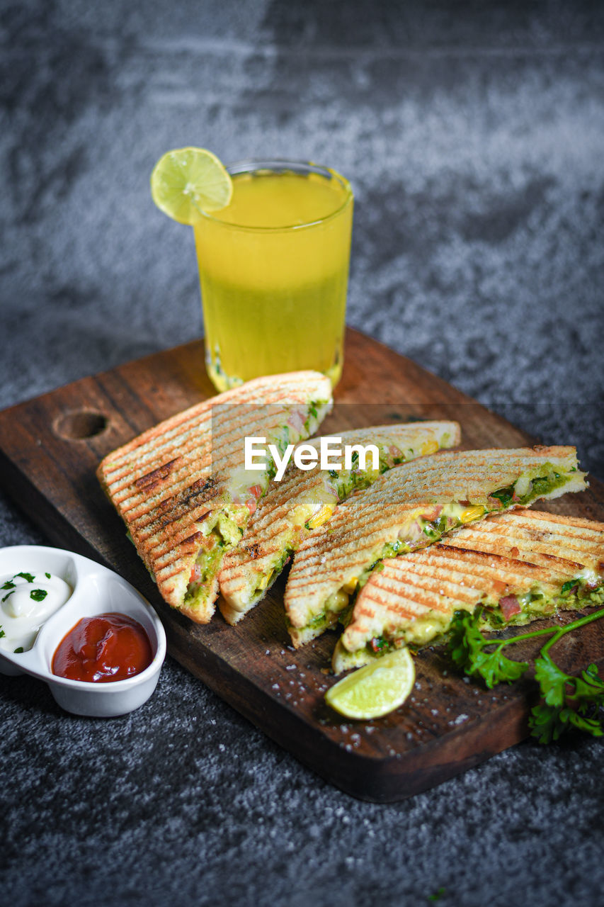 Close-up of drink served on table