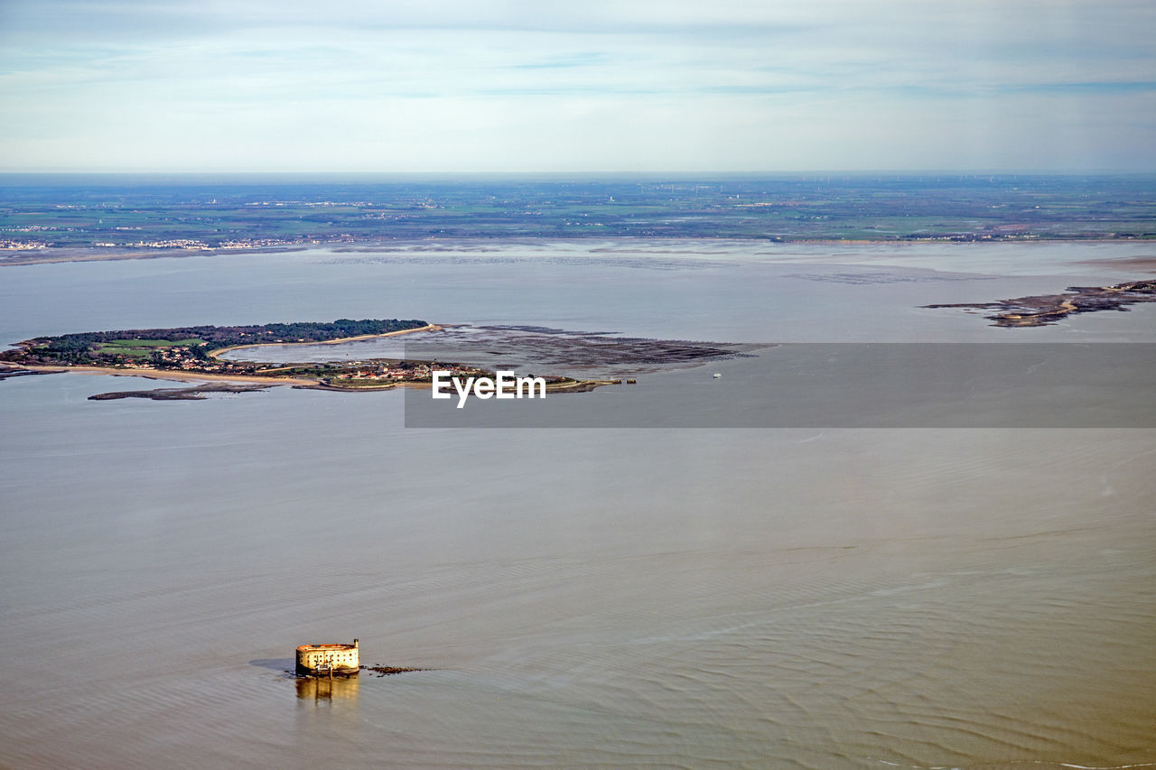 Aerial view of sea against sky