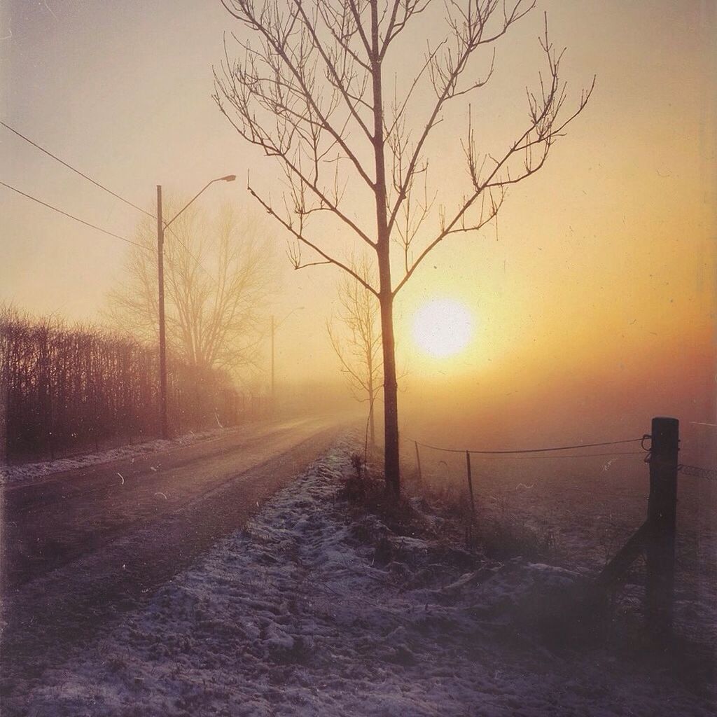 Empty road at sunset