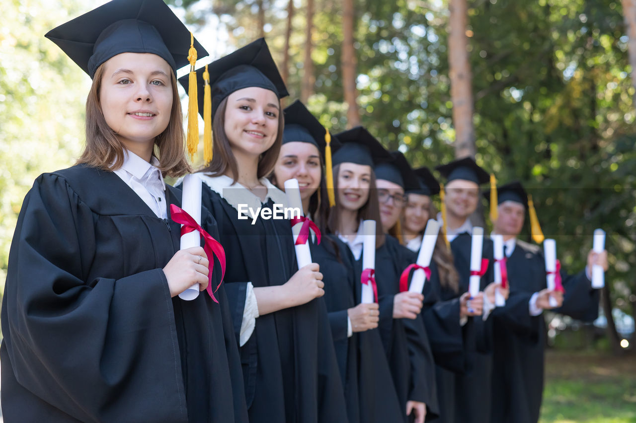 portrait of woman wearing graduation