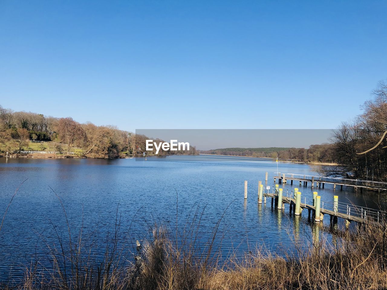 scenic view of lake against clear sky