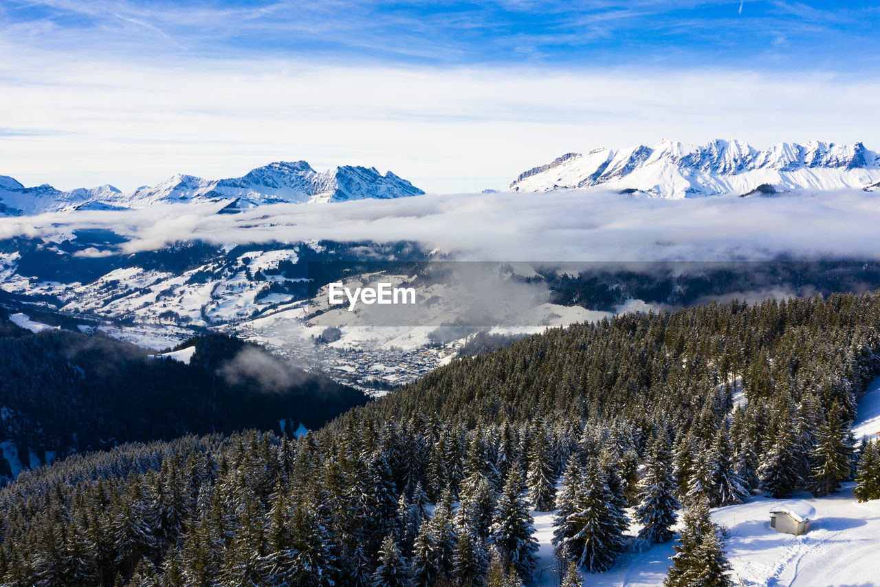 SCENIC VIEW OF SNOW COVERED MOUNTAIN AGAINST SKY