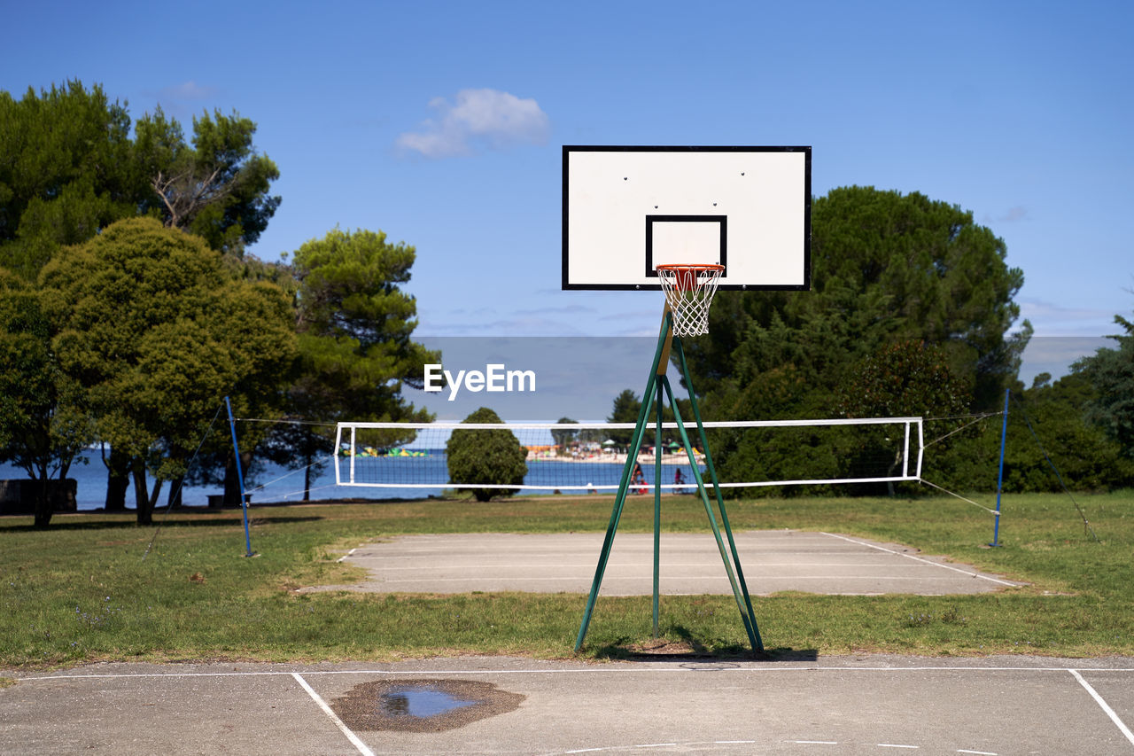 empty basketball hoop on field