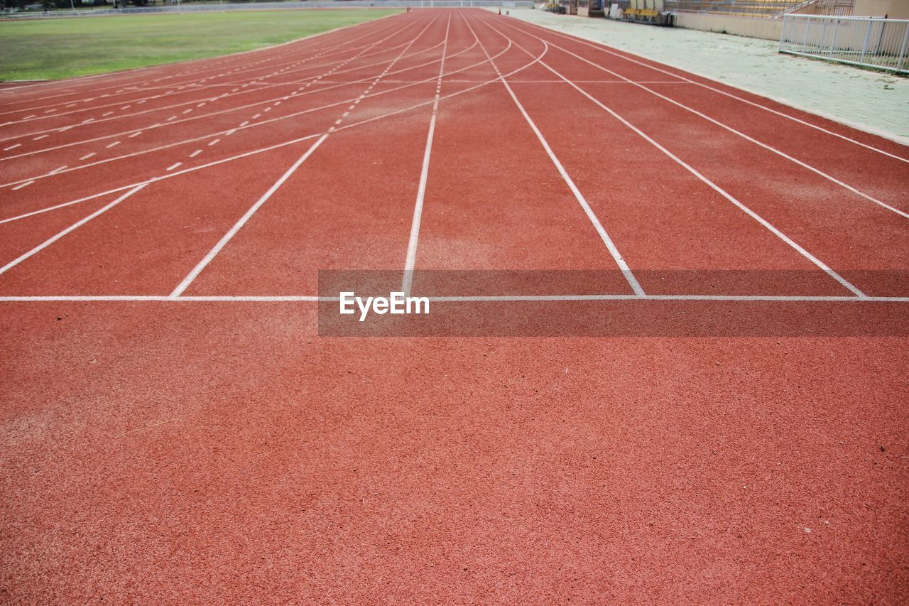 High angle view of running track