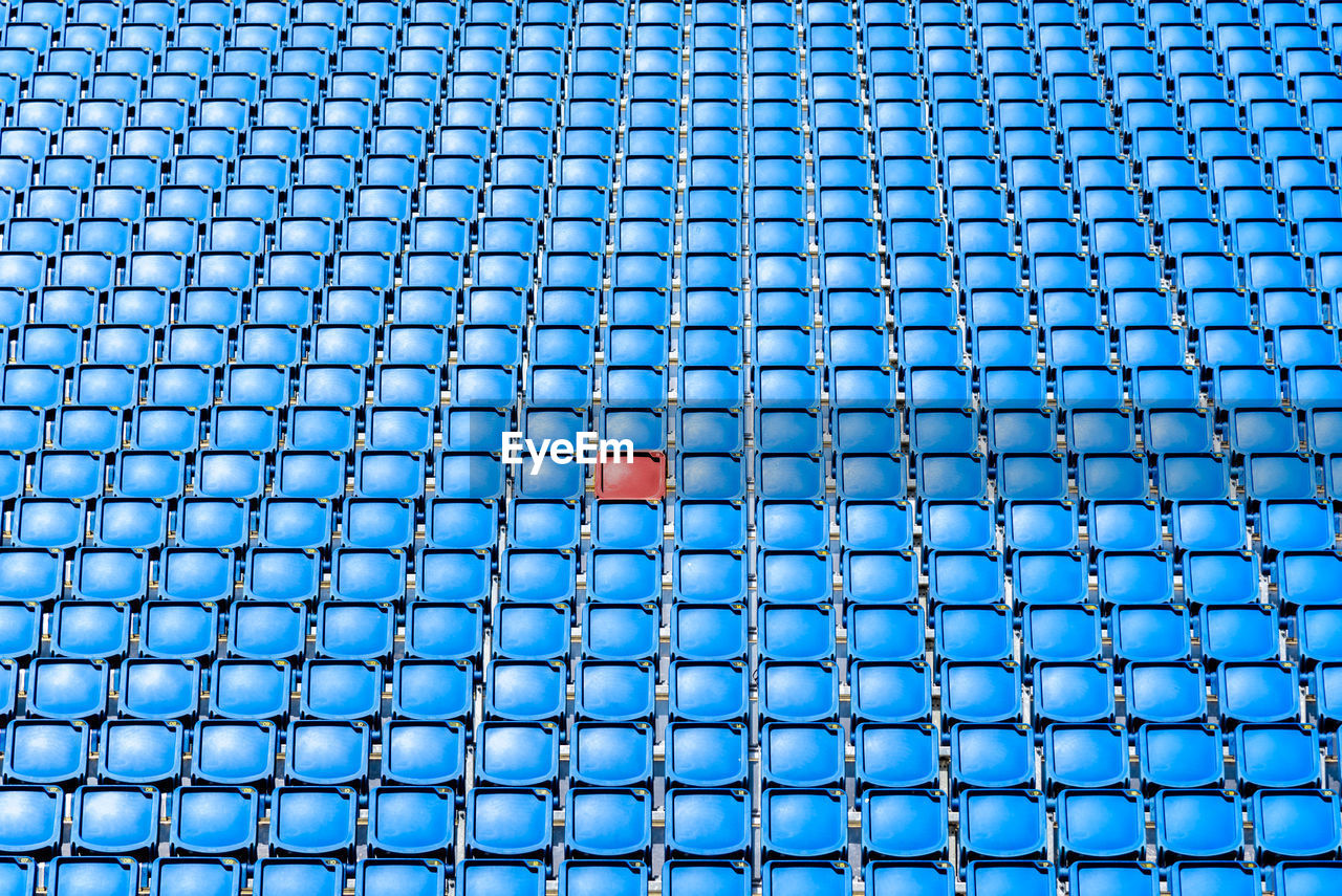 Full frame shot of blue seats