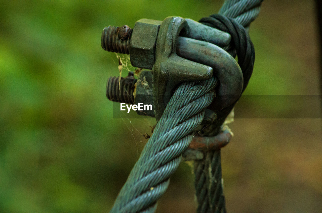 Close-up of rope attached to metal