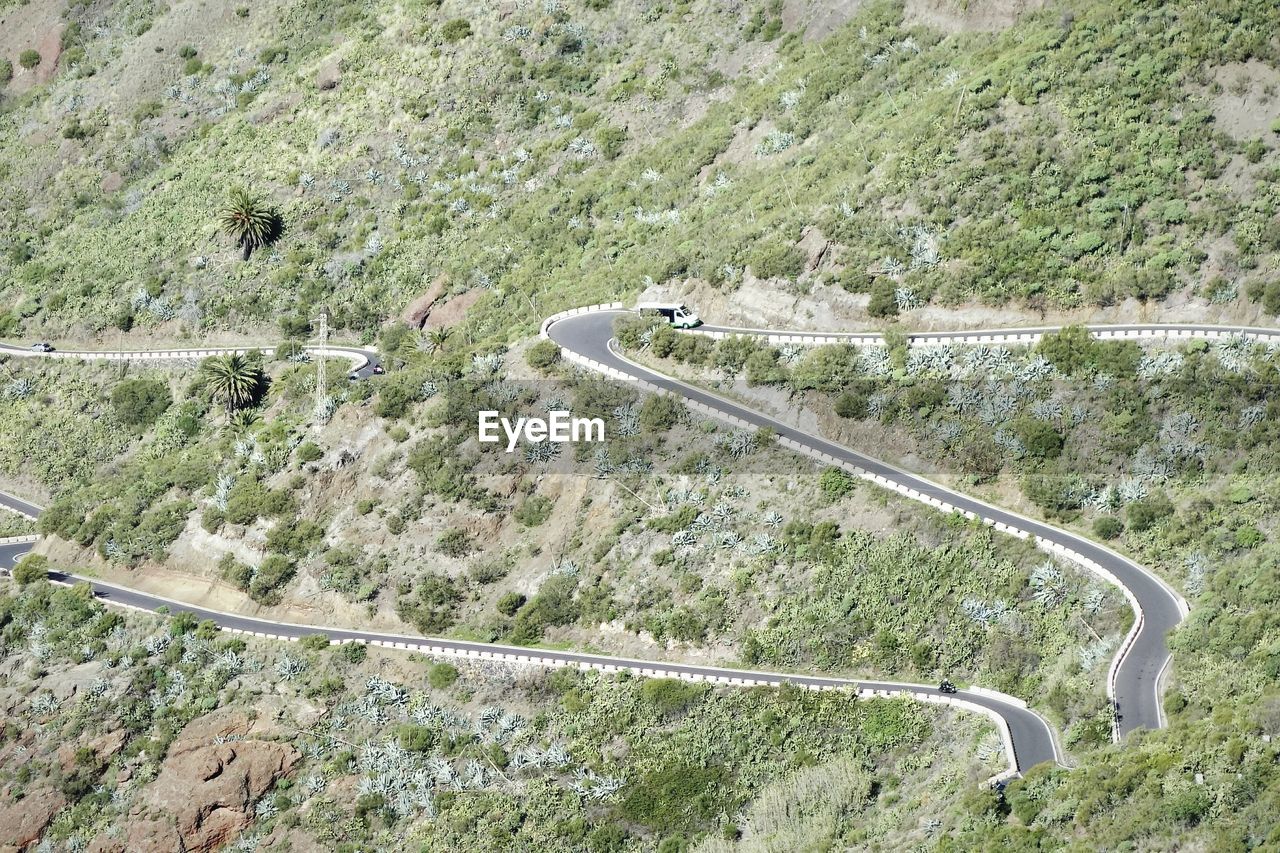 High angle view of road on mountain