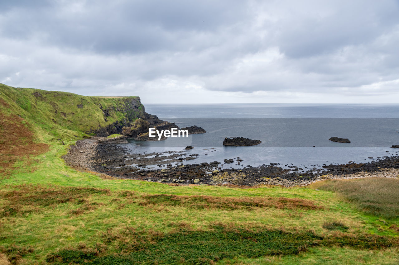 SCENIC VIEW OF SEA AND SHORE AGAINST SKY