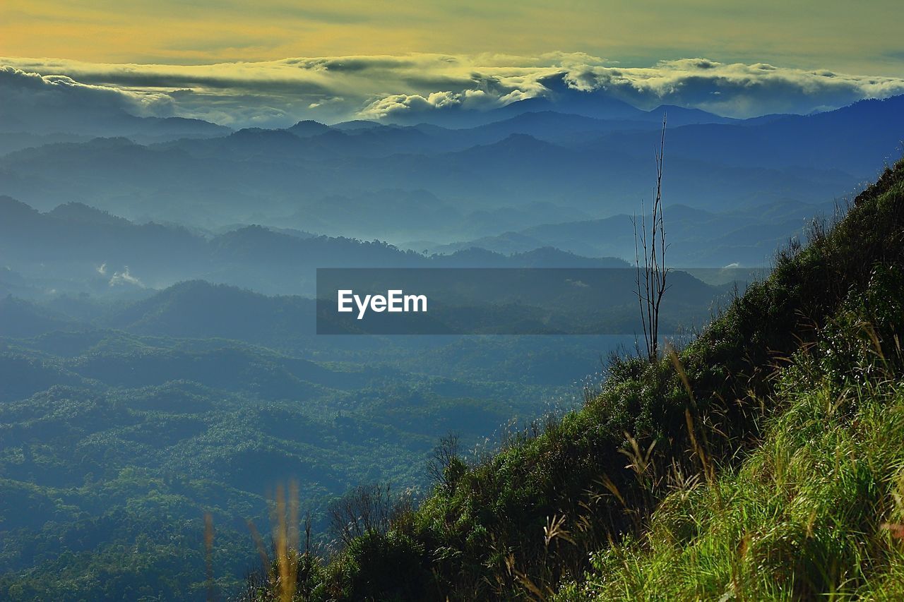 Scenic view of mountains against sky