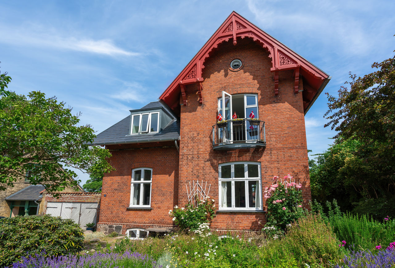 low angle view of house against sky