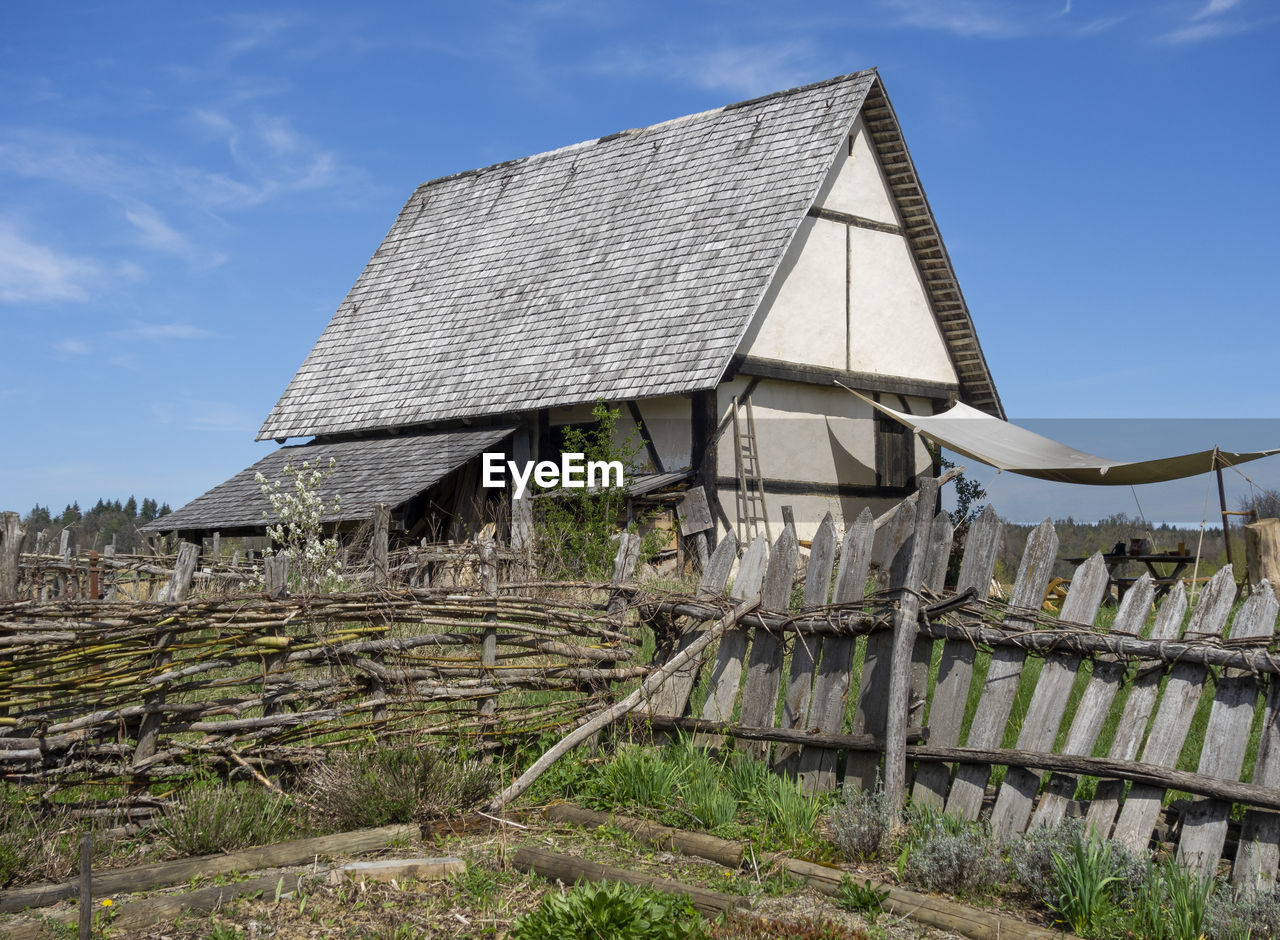 Medieval housing scenery in sunny ambiance at early spring time