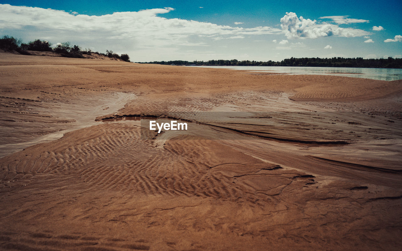 SCENIC VIEW OF SAND DUNES AGAINST SKY