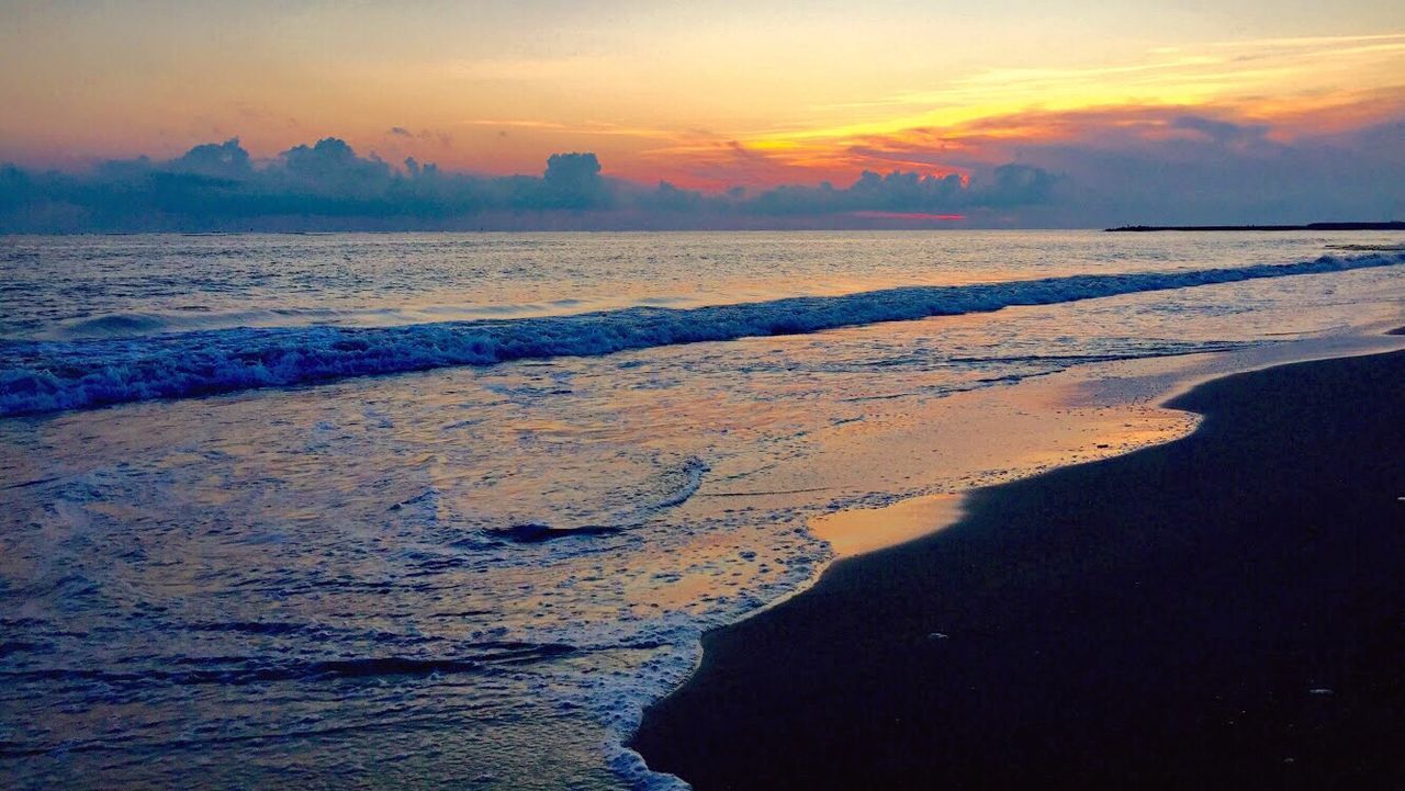 Scenic view of beach during sunset