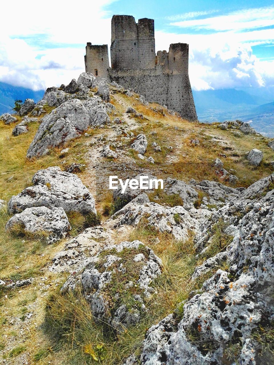 Fort on mountain against sky