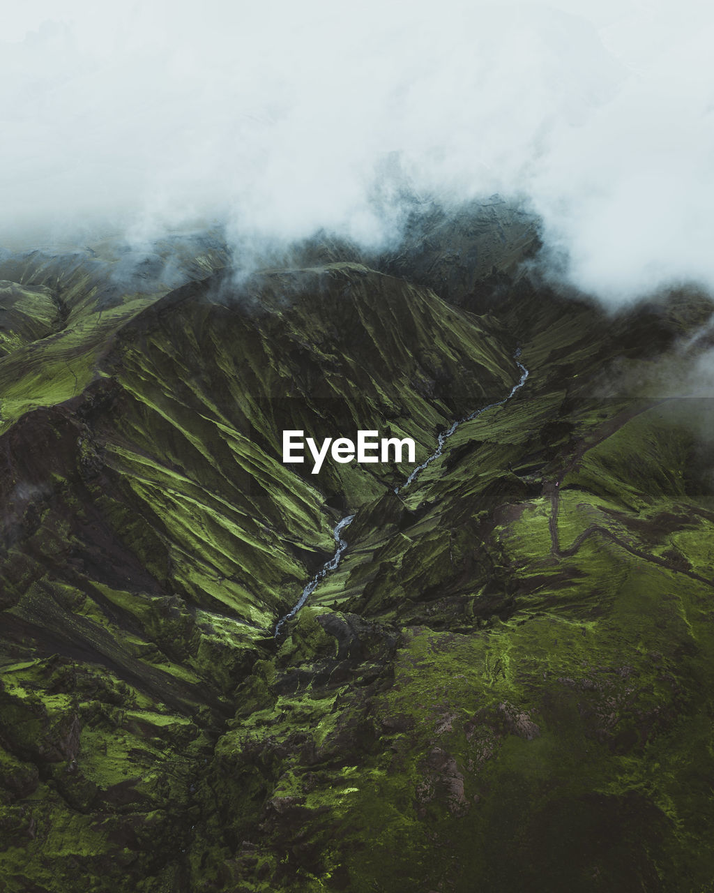 Scenic view of volcanic landscape against sky