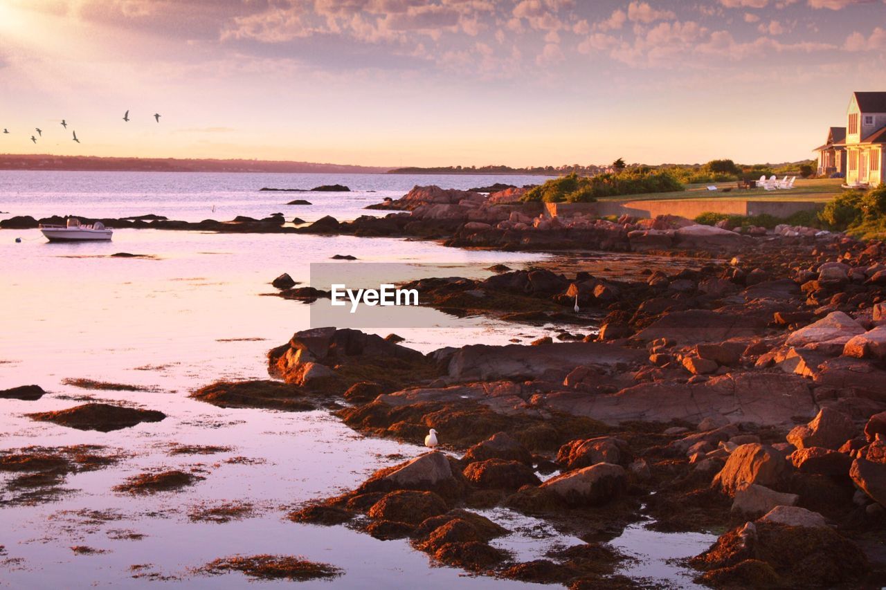 Scenic view of sea against sky during sunset