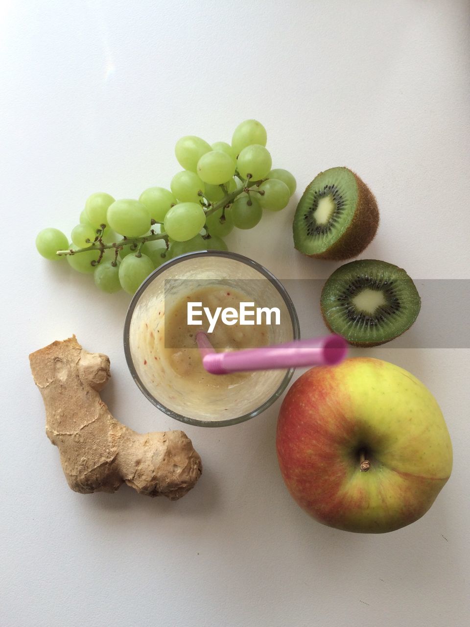 Directly above shot of healthy food stuffs on table