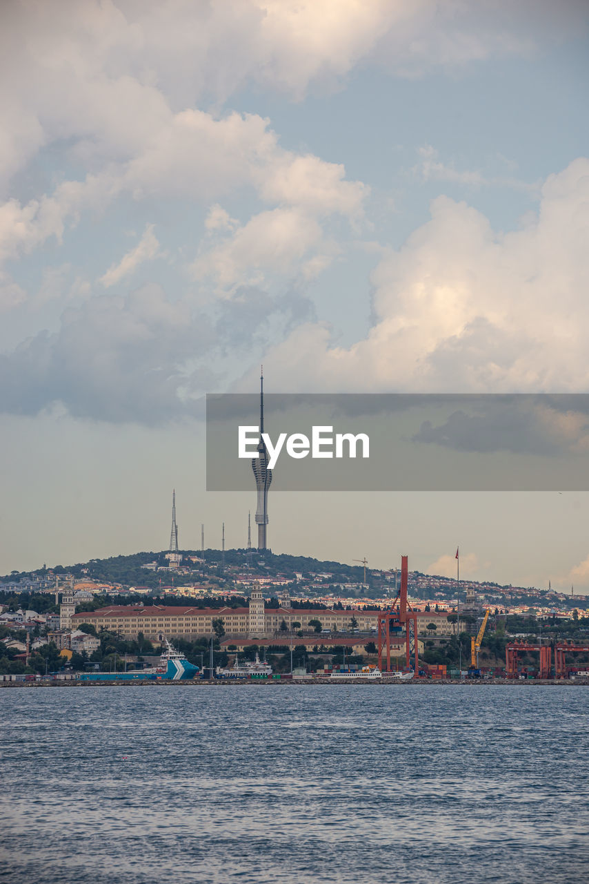 Camlica tower and bosphorus in istanbul, turkey