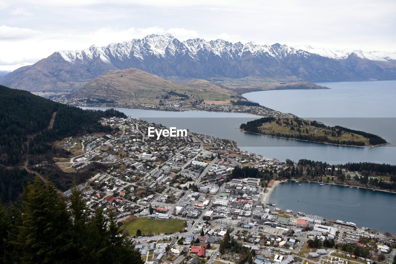 Aerial view of mountains against sky