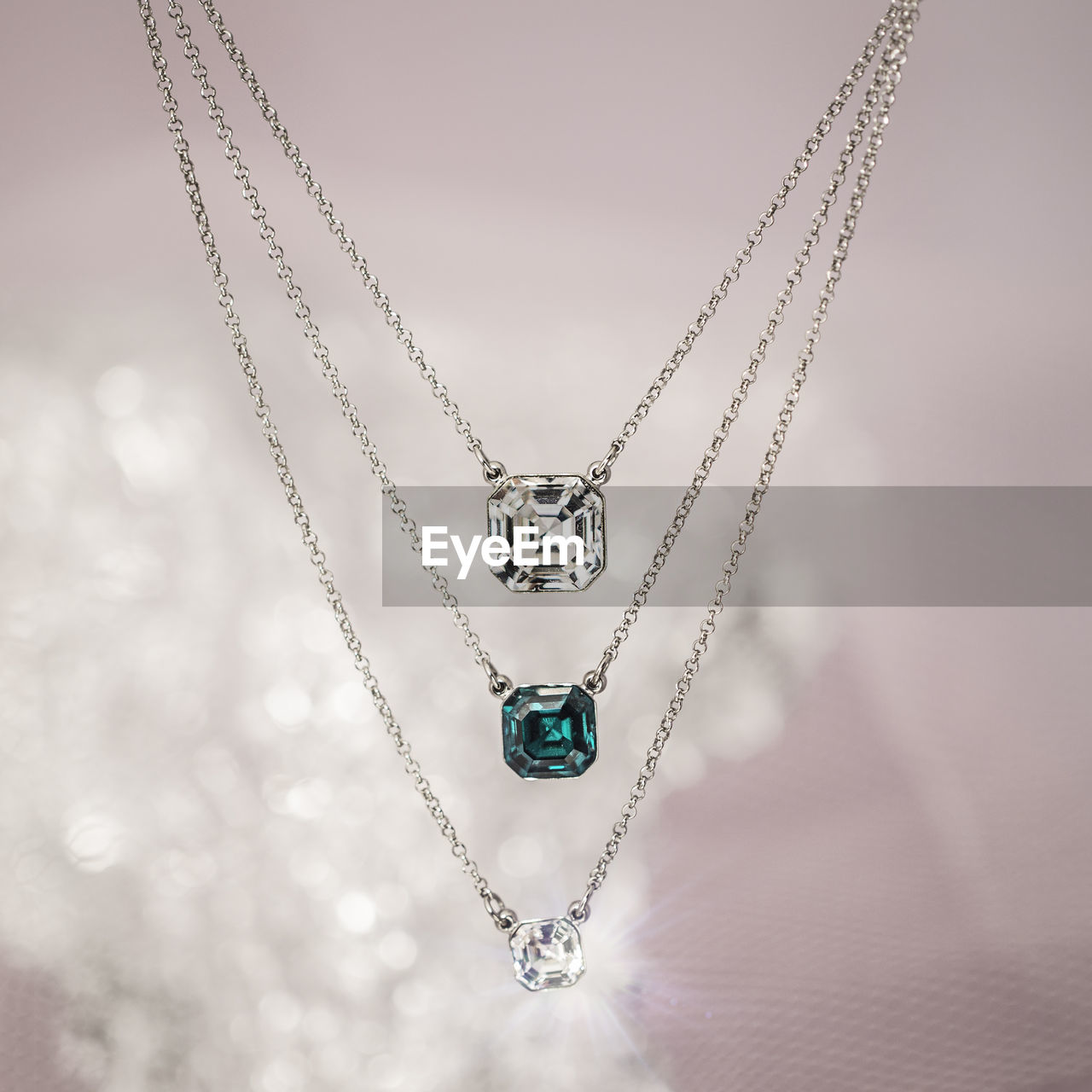 Low angle view jewellery cristal silver chain