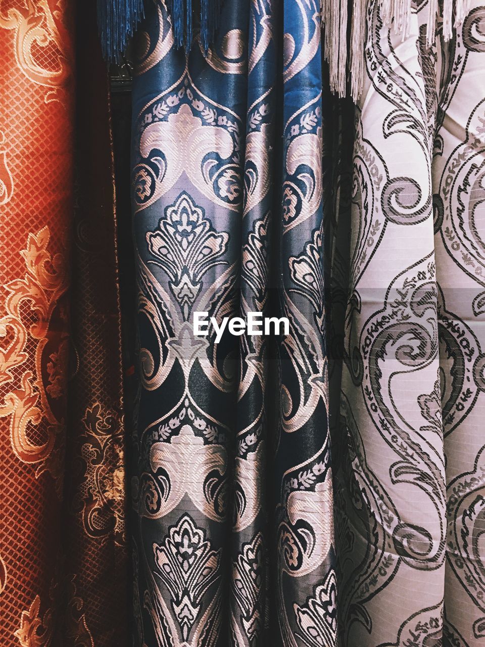 Full frame shot of various curtains