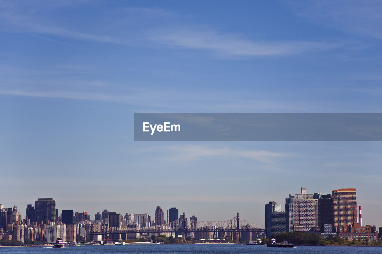 River and cityscape against sky