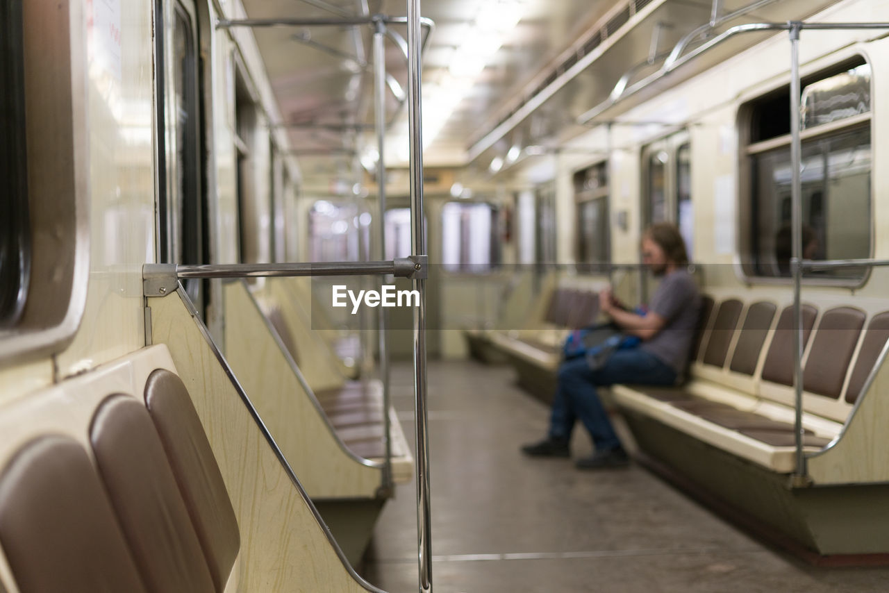 Interior of illuminated train