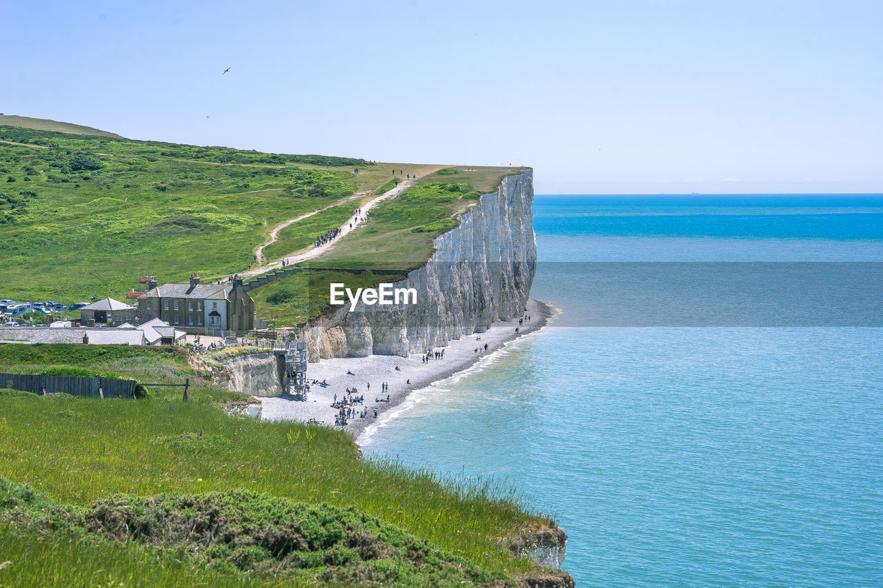 Scenic view of sea against clear sky