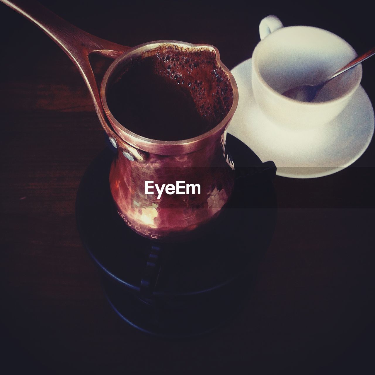 Close-up of coffee cup on table