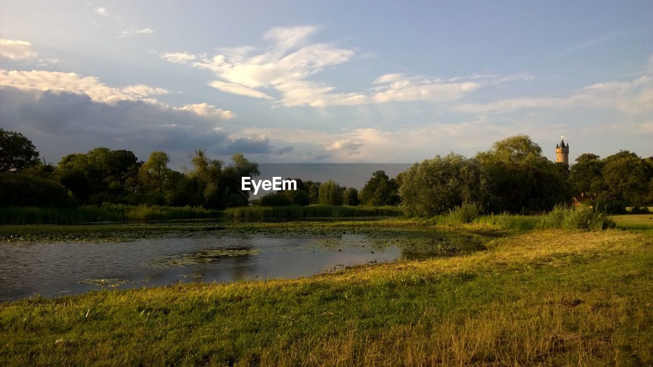 Scenic view of lake against sky