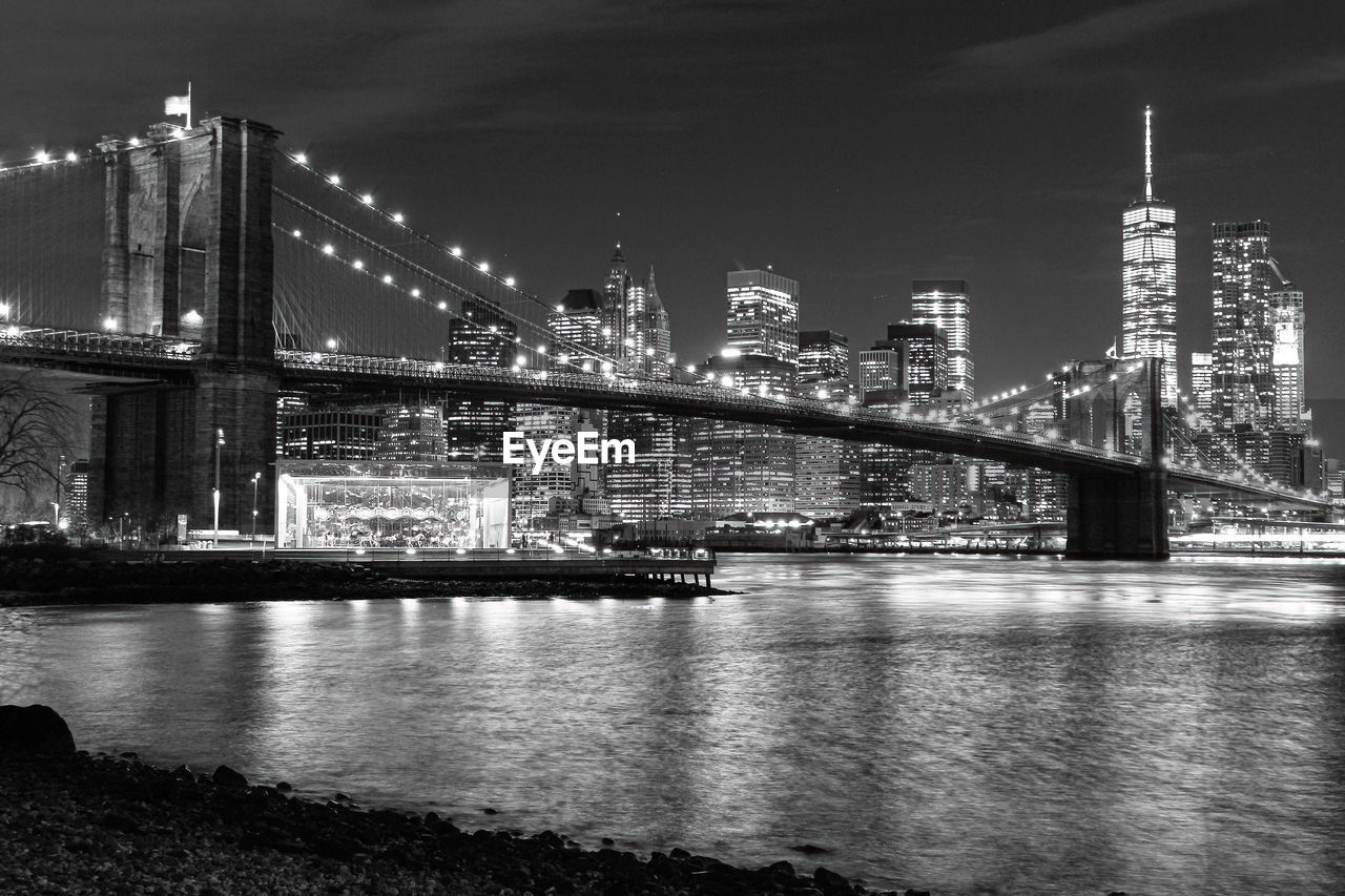 A view of new york city and brooklyn bridge