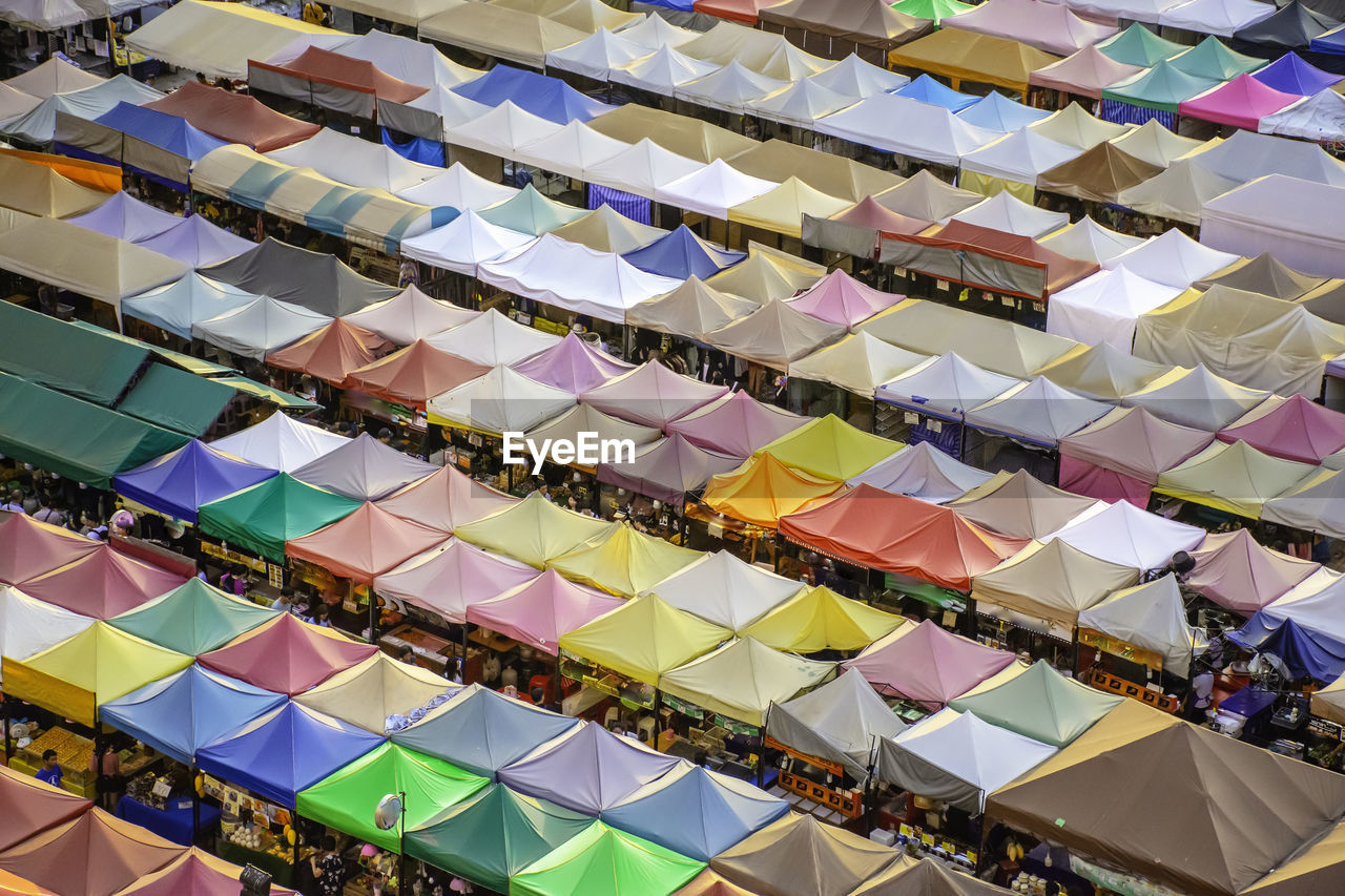 Aerial view of market stall