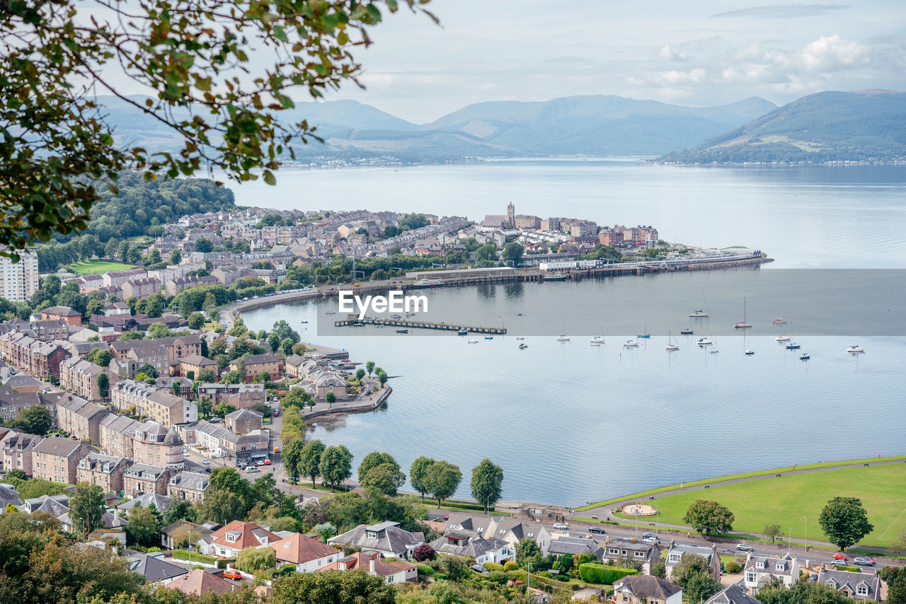 A view of gourock and gourock bay on the firth of clyde, seen from the viewpoint on lyle hill