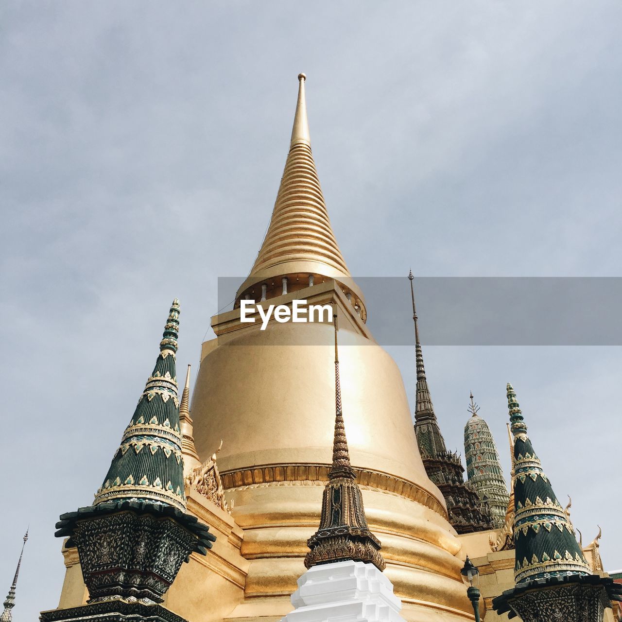 Low angle view of temple building against sky