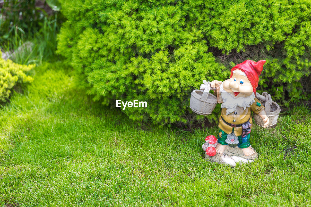 CUTE BOY WITH TOY ON GRASS