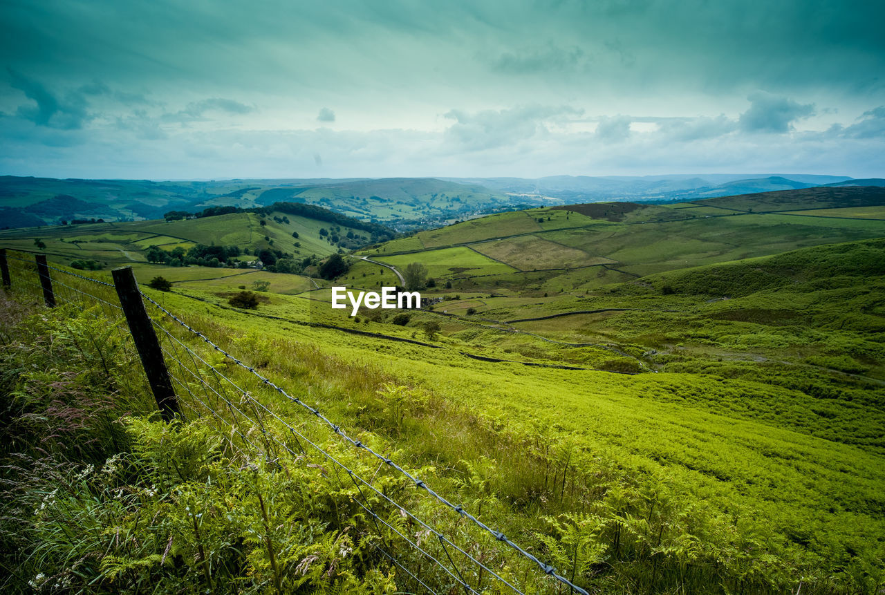 Scenic view of landscape against cloudy sky