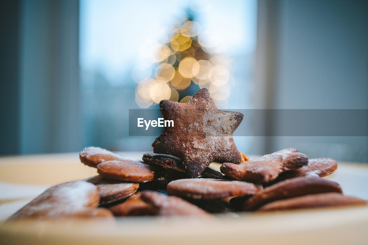 Close-up of gingerbread cookies on table