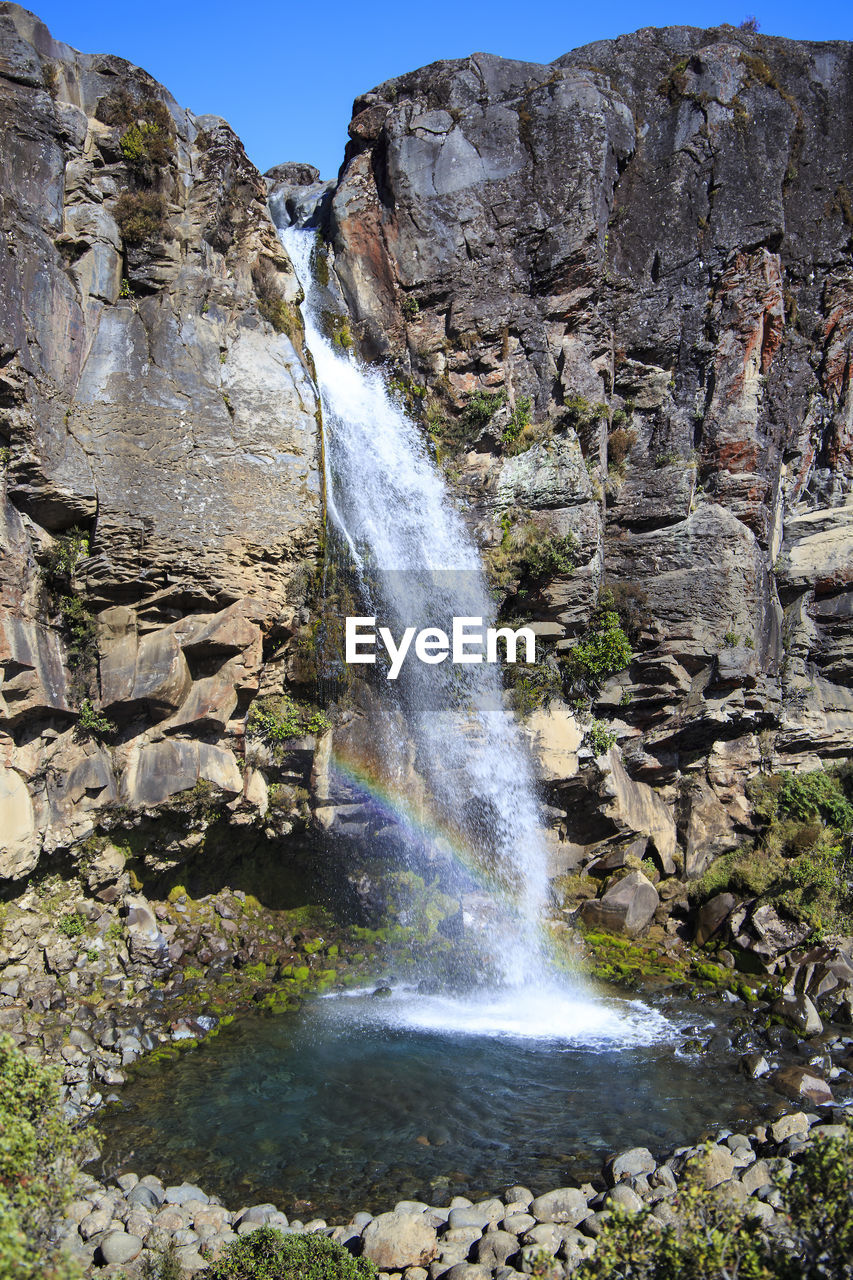 Low angle view of waterfall