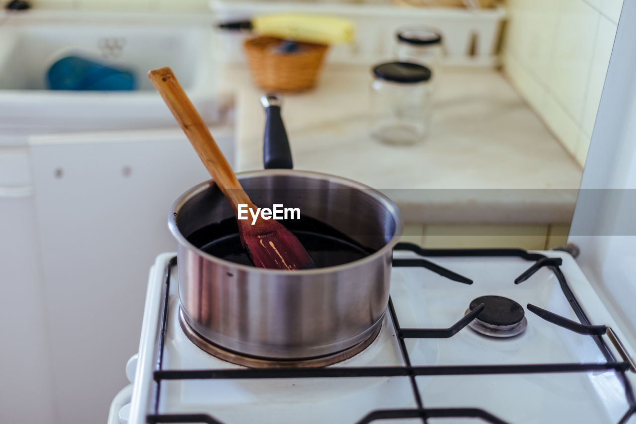 Close-up of food being prepared at home