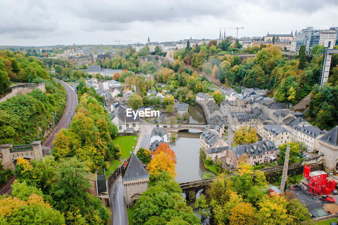 High angle view of bridge over river