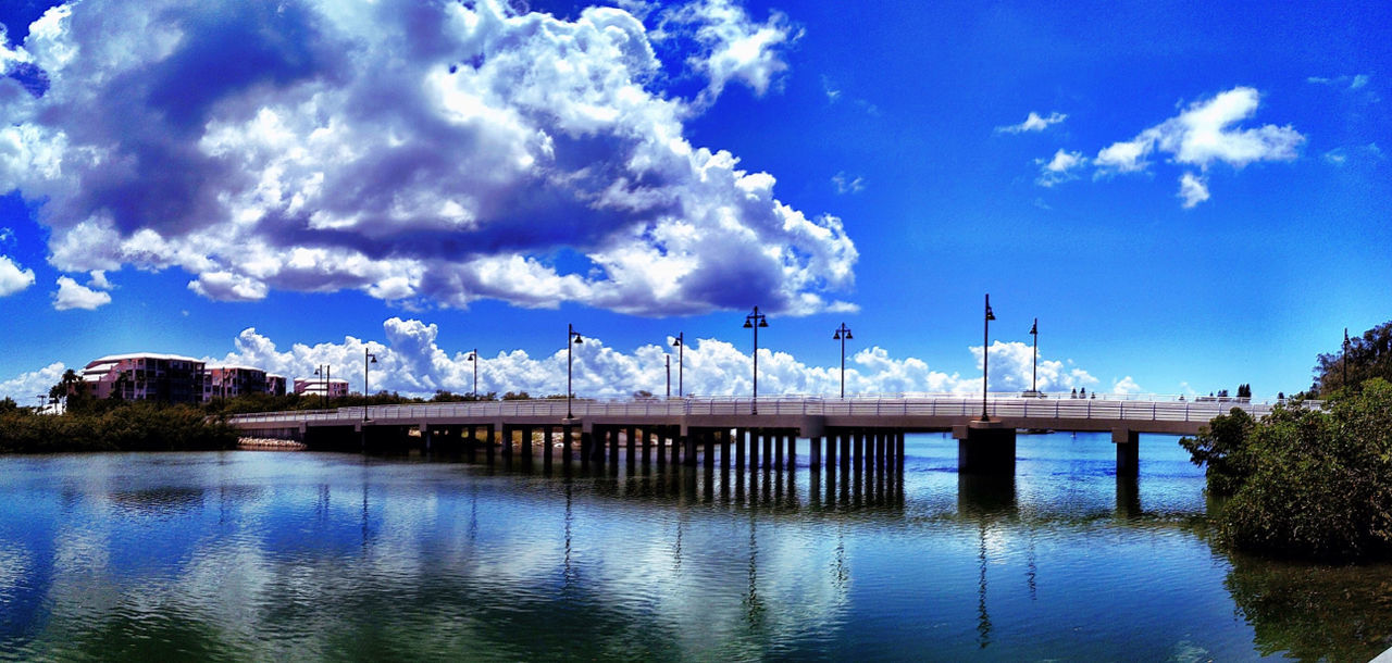reflection, water, sky, cloud, architecture, built structure, bridge, dusk, nature, blue, evening, river, no people, transportation, cityscape, travel destinations, horizon, building exterior, scenics - nature, city, outdoors, beauty in nature, environment, travel, tree, landscape, waterfront, tranquility, building