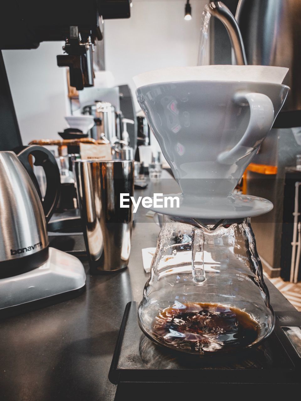 Close-up of coffee served on table in restaurant