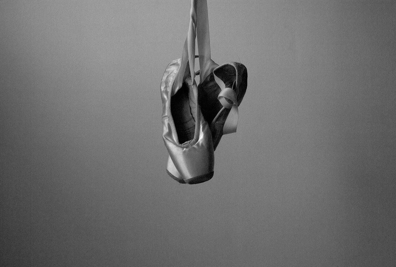 Ballet shoes on wall