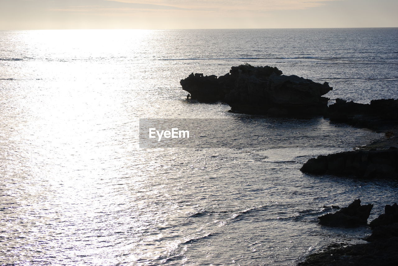 SCENIC VIEW OF SEA AT SUNSET