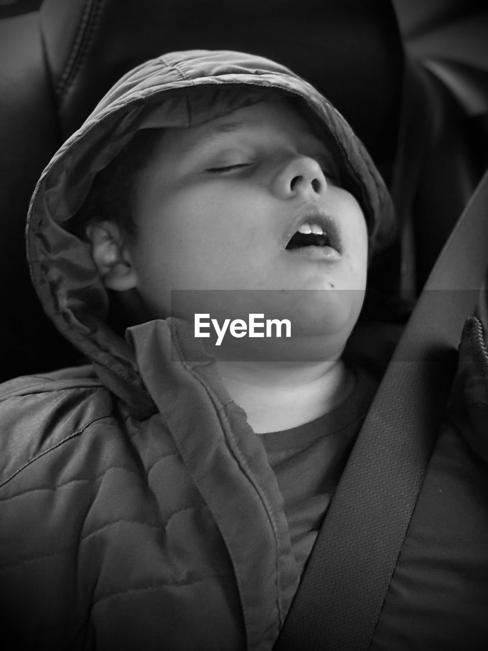 black, childhood, child, portrait, black and white, monochrome, one person, clothing, person, baby, men, monochrome photography, portrait photography, human face, headshot, hat, toddler, looking, emotion, darkness, hood, hood - clothing, indoors, female, cute, transportation, mode of transportation, innocence, white, close-up
