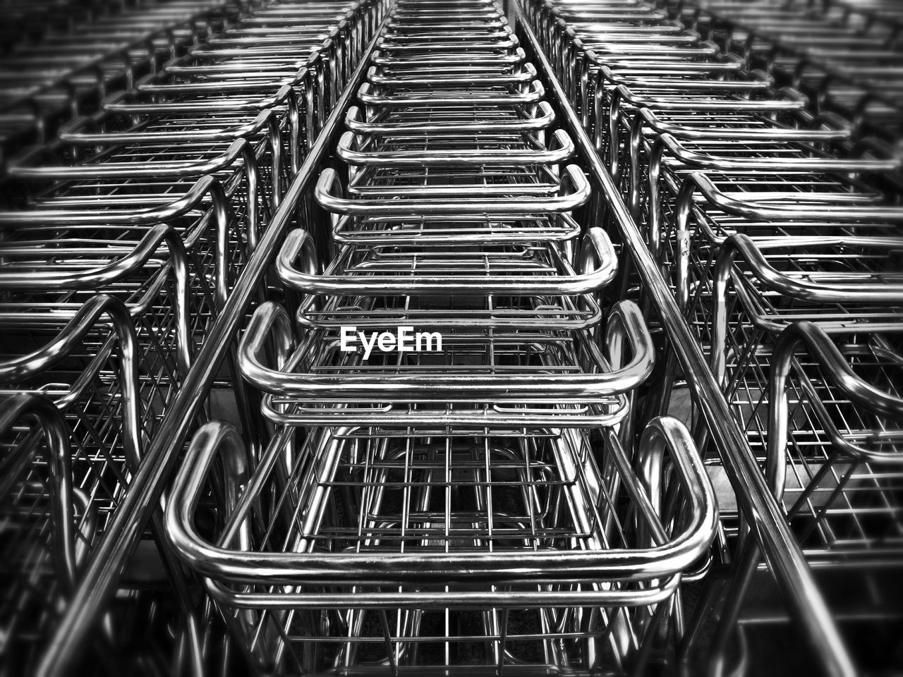 High angle view of shopping carts