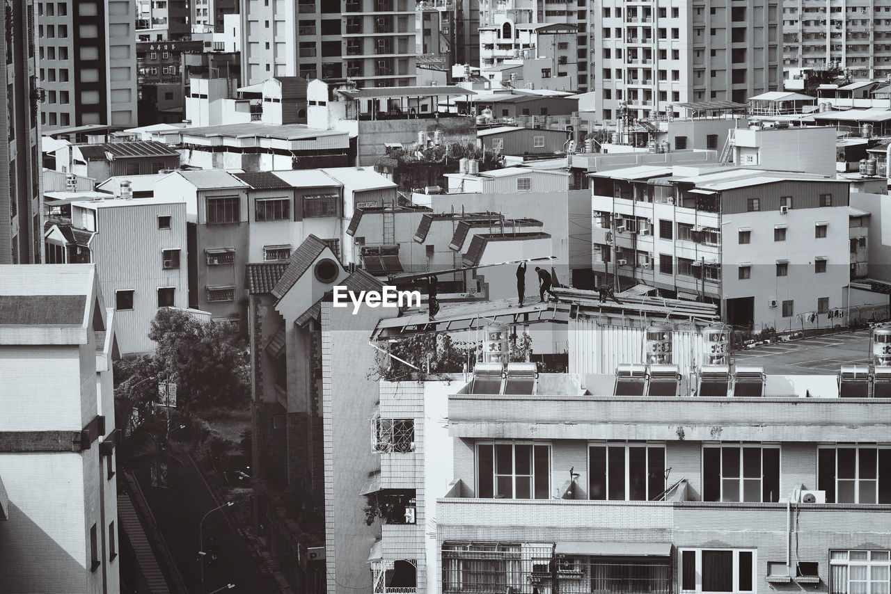 HIGH ANGLE VIEW OF RESIDENTIAL BUILDINGS